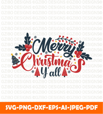 Merry Christmas yall unique typography element vector design Christmas digital download  christmas svg - GZIBO