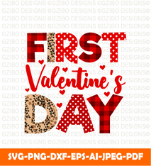 First valentines day sublimation vector | Valentine 2023 svg - GZIBO