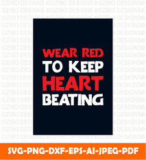 Wear red keep heart beating illustrations print ready t shirts design typography - GZIBO