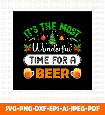 Its Most Wonderful time for a beer merry Christmas graphic t shirt design svg - GZIBO