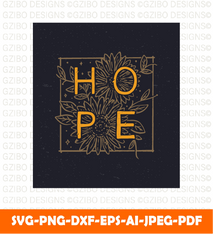 Hope words with flower quote shirt design svg