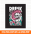 Tshirt design drink die with skeleton holding bottle beer with gray background vintage illustration