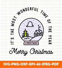 Mountain Camping Christmas badge design with winter ball line art style quote merry Christmas graphic t shirt design svg - GZIBO