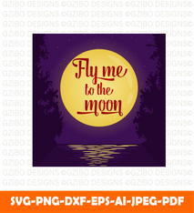 Fly me moon quote poster text Svg, Modern text Svg, Font Svg, Cut File for Cricut, Silhouette, Digital Download Handwritten Fonts, Farmhouse Fonts, Fonts for Crafting