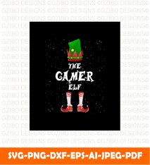 Gamer Elf T-shirt design digital download  christmas svg - GZIBO