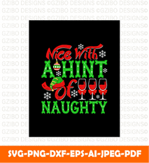 Nice With Hint Naughty Christmas Merry Christmas Vector SVG, Merry christmas sign svg | christmas 2022 svg - GZIBO