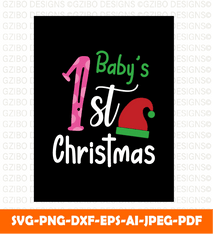 Baby 1st Christmas christmas typography graphic t shirt design Svg - GZIBO