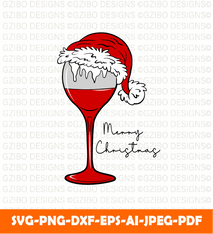 Christmas hat on a glass, Cricut cut files, Instant download Christmas sign svg - GZIBO