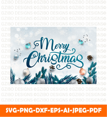 Christmas lettering with realistic elements gifts greeting card svg,png - GZIBO