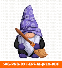 Cute Halloween Gnome with wooden broom his hands t shirt design christmas sign svg | christmas 2022 svg - GZIBO