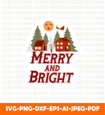 Merry and bright Cute carnival elements holidays quotes holidays Christmas svg, skellington svg - GZIBO