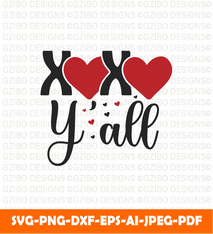 XOXO y'all valentines day typography  design | Valentine 2023 svg - GZIBO