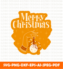 Merry Christmas hand on bell christmas typography graphic t shirt design svg - GZIBO