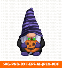 Cute Halloween gnome with scary smile pumpkin his hands t shirt design vector holidays greeting holidays christmas sign svg | christmas 2022 svg - GZIBO