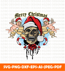 xmas sign with skull hat santa claus grunge vintage design t shirts  vector christmas sign svg | christmas 2022 svg - GZIBO