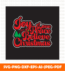 Joy love peace Belive Christmas  typography graphic t shirt design christmas sign svg | christmas 2022 svg - GZIBO