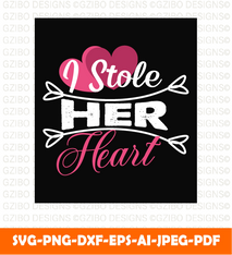 Valentines day I stole her heart lettering quote | Valentine 2023 svg - GZIBO