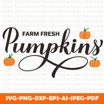 Farm fresh pumpkins calligraphy lettering harvest festival decorations vector template for typography poster banner flyer - GZIBO