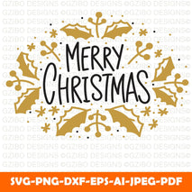 Merry christmas gold black lettering text, xmas greeting card, new year wishing banner - GZIBO