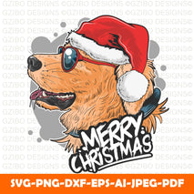 Santa claus dog puppy cute golden Merry Christmas Wreath Doberman Puppy Sweatshirt, Comfort Colors Sweatshirt, Christmas Wreath Dog Sweatshirt, Christmas Wreath Santa Dog - GZIBO