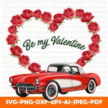 elegant-valentine-frame-with-peony-heart-wreath-vintage-red-car SVG, Heart Svg, Love Svg, Hearts SVG, Valentine Svg, Valentines day Svg, Cut File for Cricut, Silhouette, Digital Download