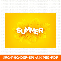 bright-yellow-summer background inscription summer surrounded by paper cut tropical palm leaves yellow Modern Font ,Cricut Fonts, Procreate Fonts, Canva Fonts, Branding Font, Handwritten Fonts, Farmhouse Fonts, Fonts for Crafting,svg