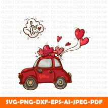 doodle-card-valentines-day-with-red-car SVG, Heart Svg, Love Svg, Hearts SVG, Valentine Svg, Valentines day Svg, Cut File for Cricut, Silhouette, Digital Download