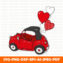 car-balloons-hearts-valentine-s-day SVG, Heart Svg, Love Svg, Hearts SVG, Valentine Svg, Valentines day Svg, Cut File for Cricut, Silhouette, Digital Download