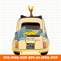 cute-girl-yellow-car-white-background-italian-travel-car SVG, Heart Svg, Love Svg, Hearts SVG, Valentine Svg, Valentines day Svg, Cut File for Cricut, Silhouette, Digital Download