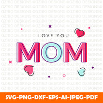 colorful-text-love-you-mom-white-background Happy Mother's Day Card Handmade & Personalised Mummy / Mom/ With love card Personalized Mothers day Gift