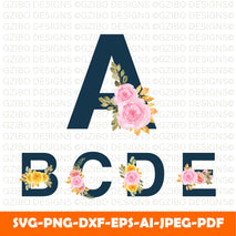 Copy of set-individual-alphabet-with-pretty-watercolor-flowers Split Monogram Alphabet SVG, DXF, PNG, Split Monogram Frame Alphabet, Cut File for Cricut, Silhouette, 26 Individual Svg Png Dxf