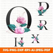 beautiful-alphabet-collection-with-floralwatercolor-decoration Split Monogram Alphabet SVG, DXF, PNG, Split Monogram Frame Alphabet, Cut File for Cricut, Silhouette, 26 Individual Svg Png Dxf
