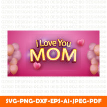 editable-text-love-you-mom-with-3d-ballons Happy Mother's Day Card Handmade & Personalised Mummy / Mom/ With love card Personalized Mothers day Gift