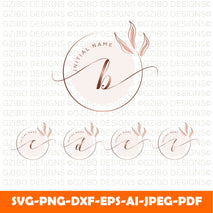 feminine-initial-letter-logo-template-premade-logo-beauty-fashion-floral-signature-logo Split Monogram Alphabet SVG, DXF, PNG, Split Monogram Frame Alphabet, Cut File for Cricut, Silhouette, 26 Individual Svg Png Dxf