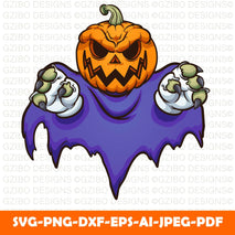 Evil halloween pumpkin ghost wearing gloves - GZIBO
