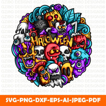 Halloween doodles vector illustration Halloween SVG, Halloween clipart, Pumpkin svg, Cat svg, Ghost svg, Cauldron svg, Halloween Cut Files - GZIBO