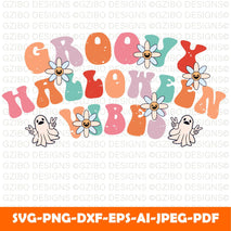 Groovy halloween vibes halloween t shirt design Spooky Season Png, Retro Halloween Png, Cute Ghost Png, Png file for shirt or mugs or sticker,..., Design Digital PNG File Instant Download - GZIBO