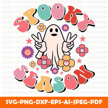 Spooky season halloween t shirt design Spooky SVG, Halloween shirt svg, Spooky shirt svg, Spooky Vibes svg, Halloween svg, trick or treat svg, Ghost svg, png, dxf files for cricut - GZIBO