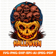 Halloween pumpkins filled with piles of skulls very scary Halloween Pumpkin SVG, DXF, Cut File, Silhouette, Circuit, Cutting Files, Pumpkin Decor svg, Clipart svg Files - GZIBO