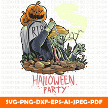 A halloween zombie with a pumpkin head on transparent background PNG - GZIBO