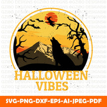 Halloween vibes silhouette design Halloween SVG, Halloween Decors svg, Halloween Bat svg, Halloween Design svg, Party Decors svg, Halloween Vibes, Cut Files Cricut - GZIBO