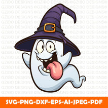 Ghost witch hat Ghost SVG. Kids Halloween Clipart. Girl Ghost with Witch Hat Vector Cut Files for Cutting Machine. Ghost Bowtie png dxf eps Instant Download - GZIBO
