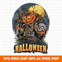 Halloween scarecrow, skull head and pumpkins Pumpkin Skull PNG,Horror Pumpkin SVG,Halloween Png,Shirt design PNG,Horror Eps,Sublimation Svg,Images 300dpi Digital. - GZIBO