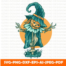 Halloween scarecrow illustration INSTANT Download. Halloween scarecrow svg cut file and clip art. Hs_1. Personal and commercial use. - GZIBO