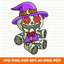 Scarecrow halloween cartoon colored Scarecrow- Instant digital download, PNG, JPG, SVG files, hand drawn, clipart - GZIBO