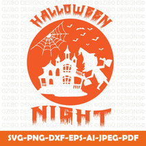 Halloween night, vintage, retro, typography, tshirt design, print ready, vector, post card, horror - GZIBO